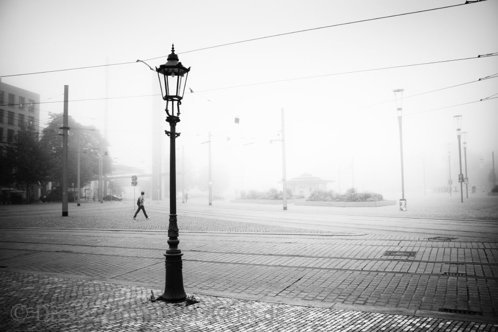 Postplatz im Nebel, Dresden